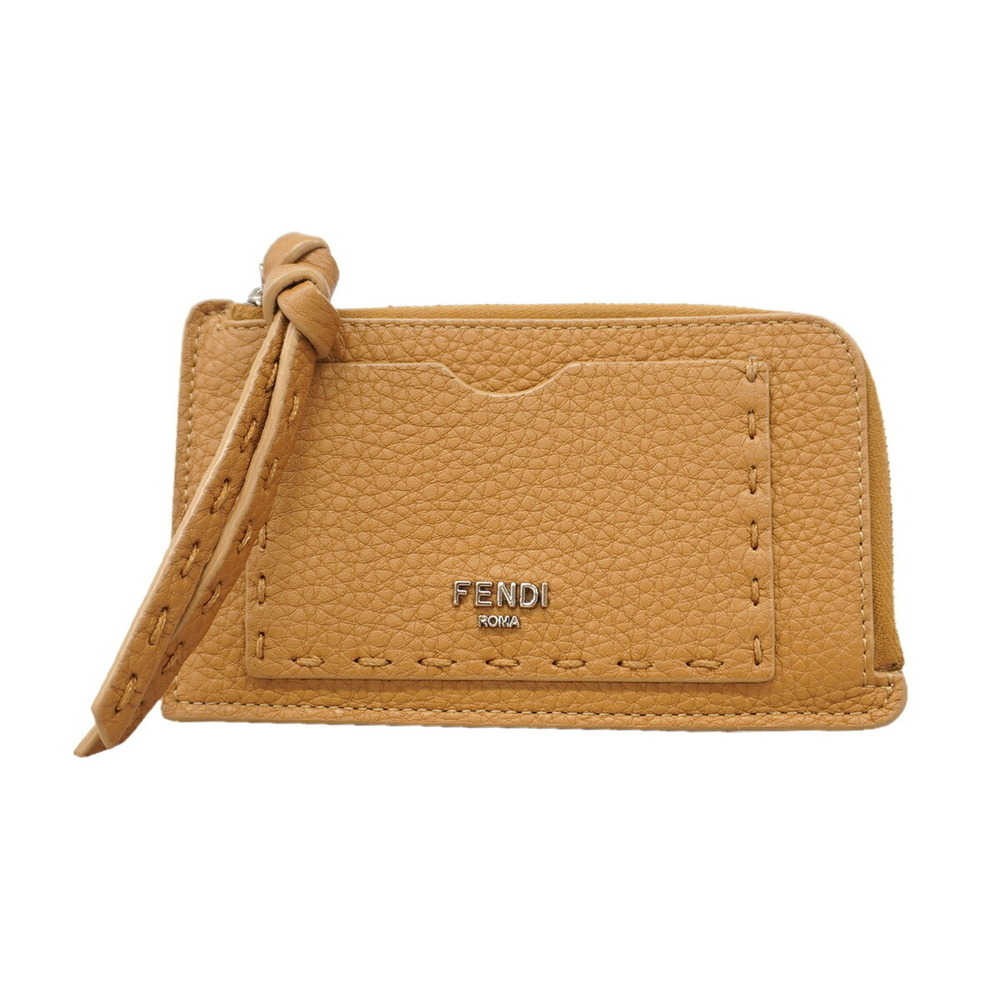 Fendi Selleria Leather Coin Purse, Beige, Women's, P3611222